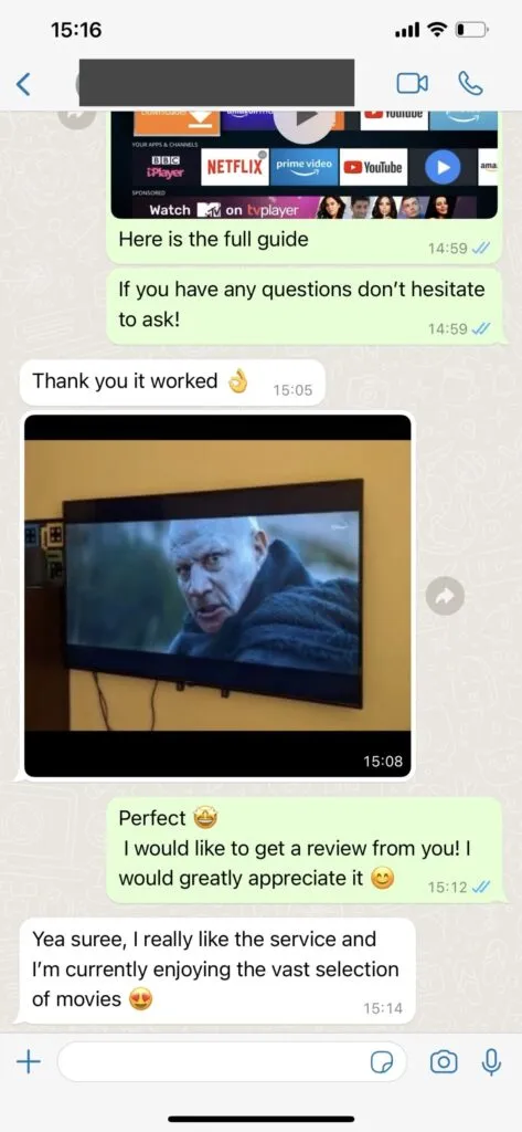 WhatsApp Support Chat Activation for Inline IPTV